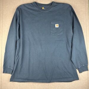 Carhartt Long Sleeve Pocket Work Shirt Men's‎ XL Blue Original Fit Heavyweight